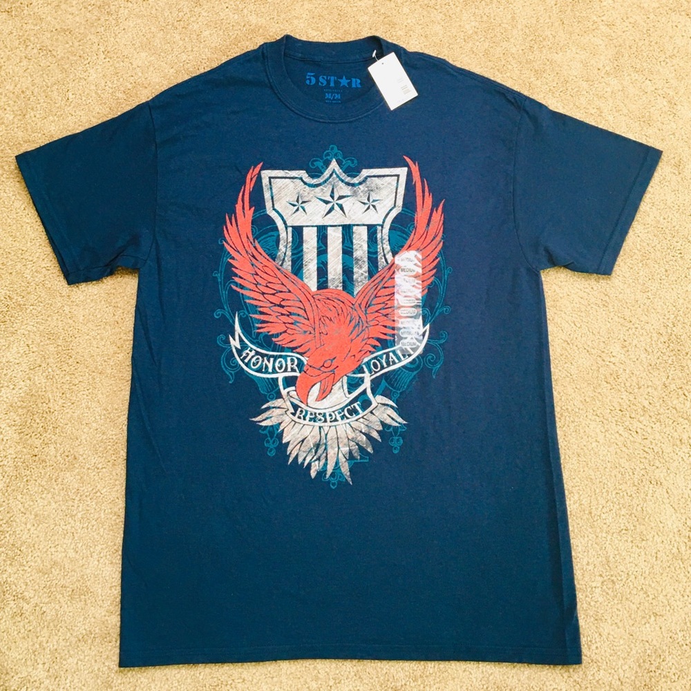 NWT 5 Star T-shirt Men’s Size Medium 100% Cotton